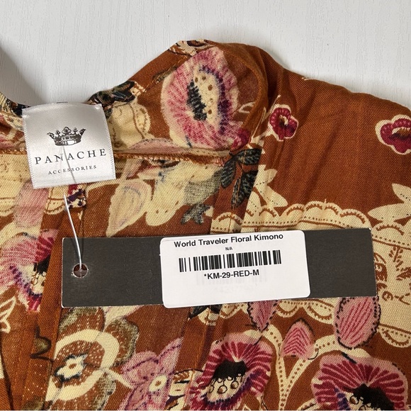 NWT Panache Brown Floral Kimono Long Wrap Dress Size M - Picture 13 of 16